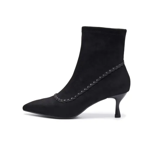 ELLE Заостренный носок эластичный тонкий ботинки ботильоны женские 2025 женские ботинки