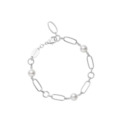 MIKIMOTO 18К Белое золото Браслеты Унисекс Серебряный