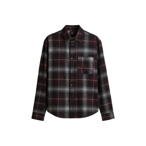 H M Сливовый Клетчатый Мужские Рубашки