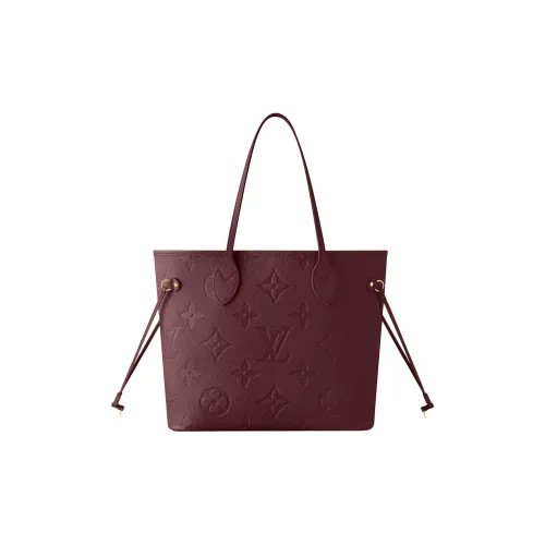 LOUIS VUITTON NEVERFULL Коровья крупнозернистая текстура Тоут Сумка Сумка для покупок Комбинированная сумка Сумка среднего размера Женская Гранат