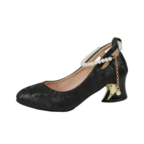 WUJI Низкий вырез One Ремень Китайский стиль Жемчужный Без подкладки Женская обувь