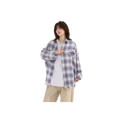 RiseBrand Синяя Клетка Унисекс Рубашки