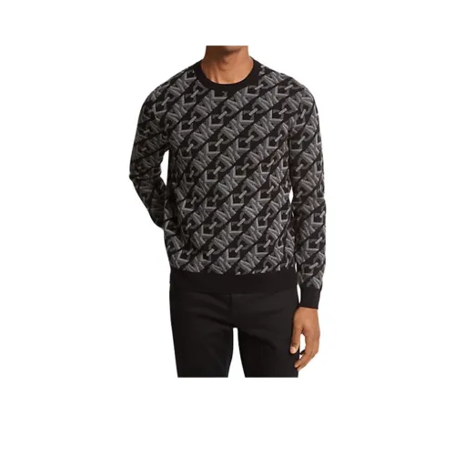 MICHAEL KORS FW23 Empire Signature Jacquard Merino Wool Sweater Men's Black