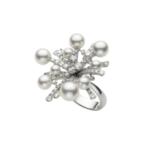 MIKIMOTO 18К Белое золото Кольца Унисекс Серебряный