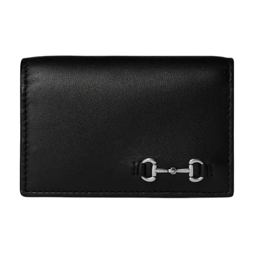 GUCCI Horsebit Застежка Кожаный Картхолдер Мужской Черный
