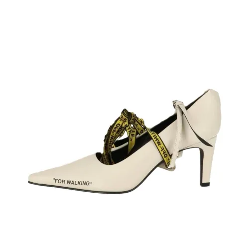 OFF Белый Узкий каблук Высокие каблуки Женские Бежевый