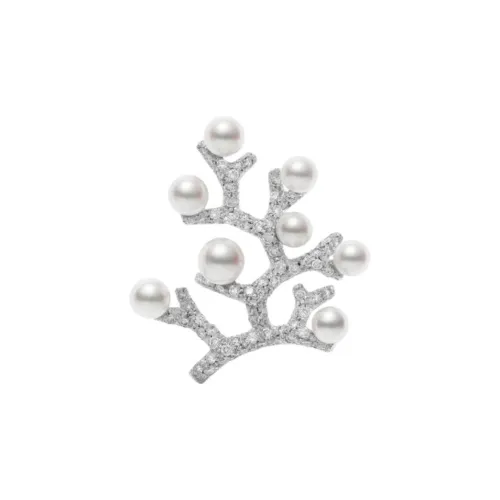 MIKIMOTO 18К Белое золото Броши Унисекс Серебряный