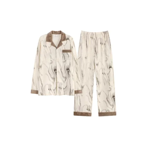 MIIOW [Мужской] Черно-белый Полосатый Комплект Пижам