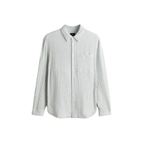 H M Светло-синие Полосатые Мужские Рубашки