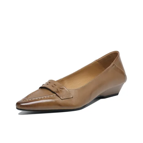 FMM Slip-On Обувь Без Подкладки 2025 Осень Минималистский Стиль Классический Коммутирующая Обувь Средний Каблук Низкий Врезной Женский