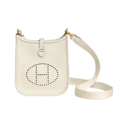 HERMES Evelyne Clemence Телячья кожа Сумка через плечо Женская Кремовый