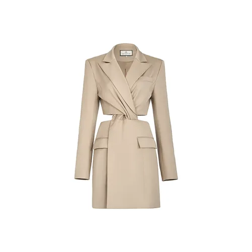 Amyenjoylife Хаки Женские Длинные Платья с Длинными Рукавами