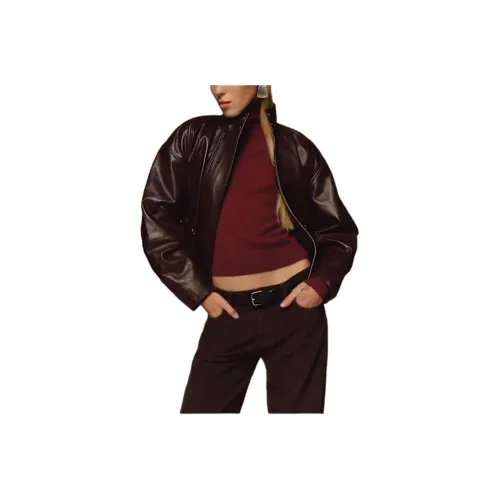 REFORMATION Veda Harrison Кожа OVERSIZED BOMBER Кожа Куртка Женские