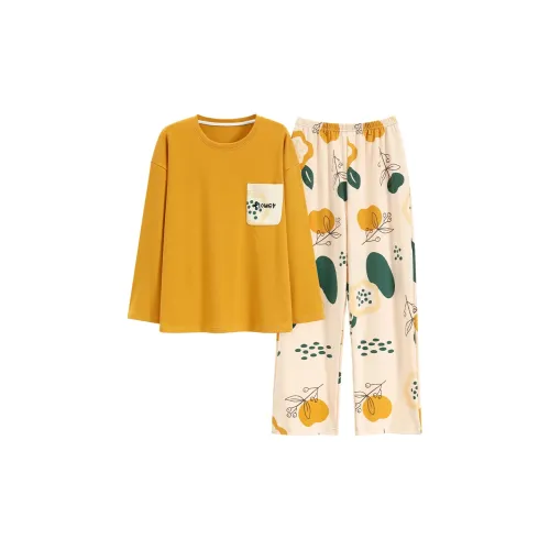MADALLO Оранжевый Желтый Женские Пижамные Комплекты
