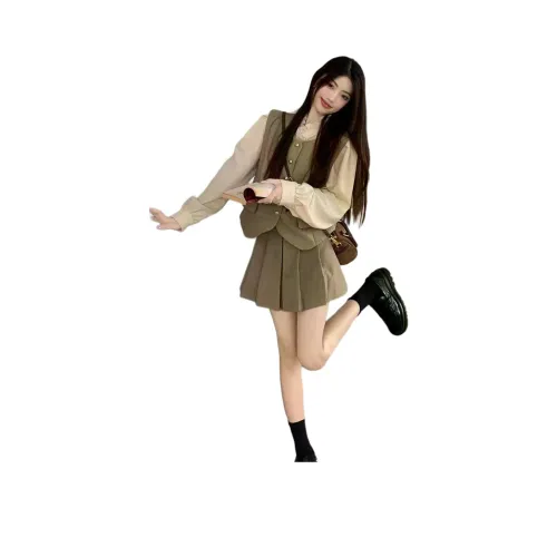 ZVJH Кофе Женские Комплекты с Юбкой
