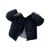 Чёрный пуховый пиджак с капюшоном