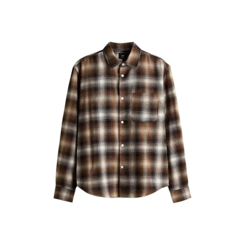 H M Коричневый Клетчатый Мужские Рубашки