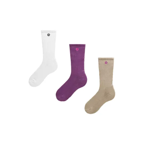 lululemon Oak Коричневый SHOK Белый WHT Темный Mystic 3 Упаковка Унисекс MID Носки до икры