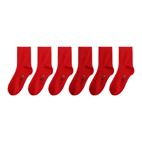 CABRAKALANI Cabra Kalani Counter Бренд Красный Зодиакальный год Дезодорирующие Носки 6 пар Унисекс MID Носки до икры