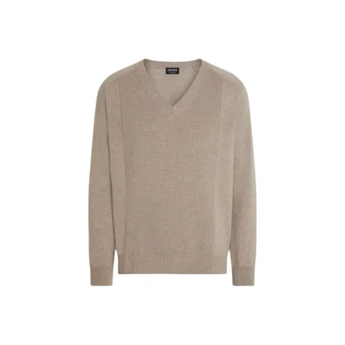 Ermenegildo Zegna Светлый тауп Мужские кашемировые свитеры