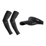 Защита от солнца Одежда Комплект [Бандо Черный Охлаждающие рукава + Черная кепка с козырьком]