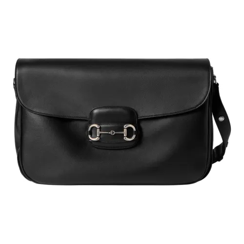 GUCCI Horsebit 1955 Кожаная сумка через плечо сумка на плечо большая мужская черная