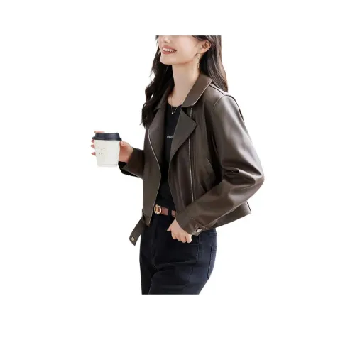 H YXIANG Кожа Куртка Женская