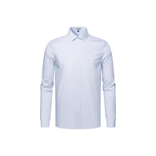 Red bean Синий Полоска Мужские Рубашки