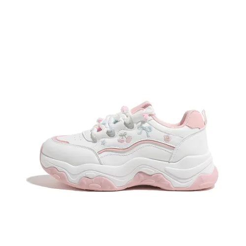 HUANQIU Устойчивый к истиранию Дышащий и Быстросохнущий Низкий Топ Кроссовки с Толстой Подошвой Женские Бежево-Розовые