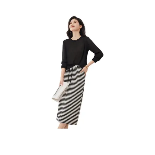 XINFEIYU Черный Женские Комплекты с Юбкой