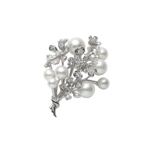 MIKIMOTO 18К Белое золото Броши Унисекс Серебряный