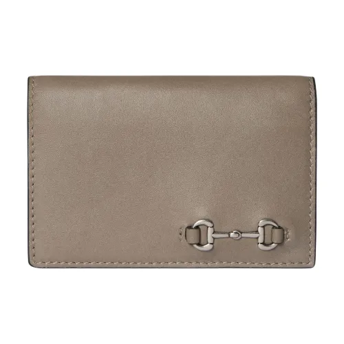 GUCCI Horsebit Застежка Кожаный Картхолдер Мужской Абрикос