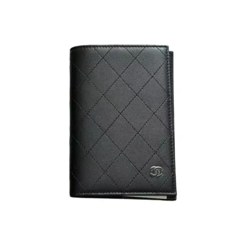 CHANEL So Black Телячья кожа Кошелек для монет Кошелек для паспорта HOLDER Женские Черный