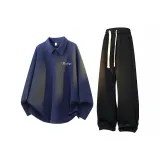 Темно-синий синий топ + черные штаны