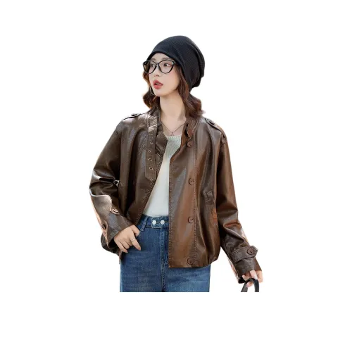 H YXIANG Кожа Куртка Женская