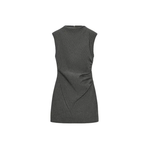 ZARA Платья без рукавов для женщин угольно-серого цвета