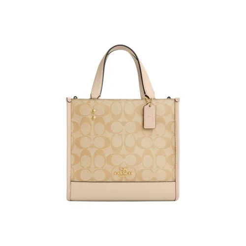 COACH Dempsey ПВХ с коровьей кожей Тоут Сумка Сумка для покупок Сумка через плечо Сумка Маленькая Женская Светлый хаки