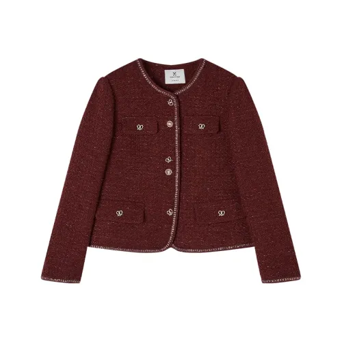 XIANGYING Бургунди Женское Короткое Пальто