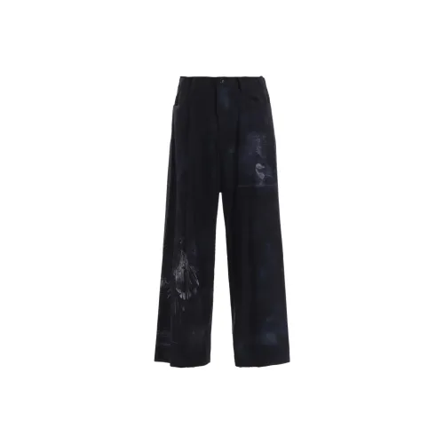Yohji Yamamoto Y'S FW25 Bird Print Denim Long Straight Pants Jeans Women's
