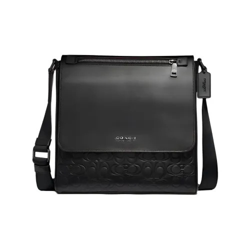 COACH Kennedy Коровья кожа Сумка через плечо Большая Мужская Черная