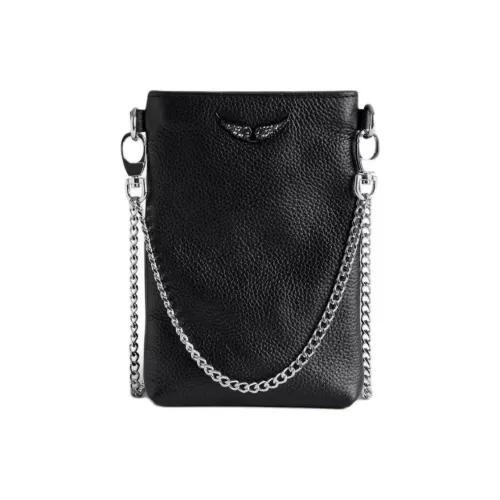 Zadig Voltaire Чехол для телефона из крупнозернистой текстуры коровьей кожи сумка через плечо женский черный