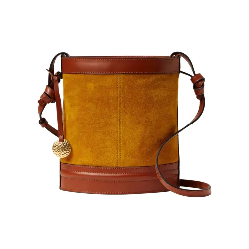 Staud Замша с коровьей кожей Ведрообразная сумка Сумка через плечо Женская Желтая Коричневая