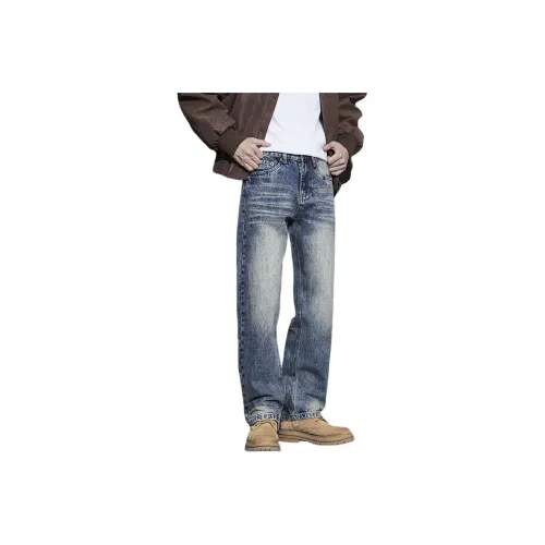 ZENGZHI Джинсы Свободный крой Прямой крой Унисекс