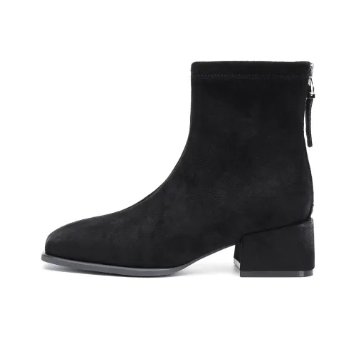 ELLE Пустошь Западный Стиль Ботинки Ботильоны Женские 2025 Женские Ботинки