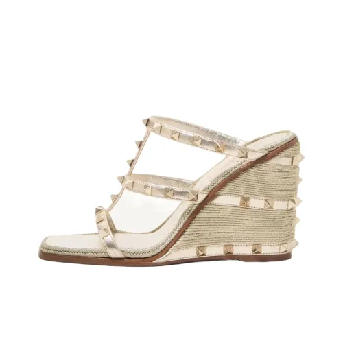 Valentino Rockstud Слипоны 10 см Женские Золотые