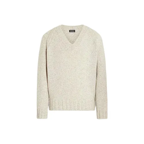 Ermenegildo Zegna Экрю Мужские кашемировые свитера