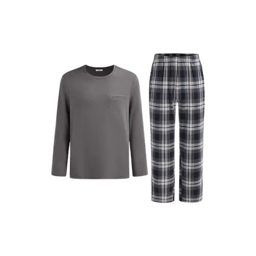 MY BODY Серый Синий Клетка Мужской Пижамный Комплект