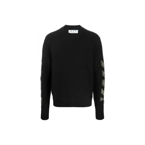 OFF Белый FW21 Свитер Свободный крой Мужской Черный