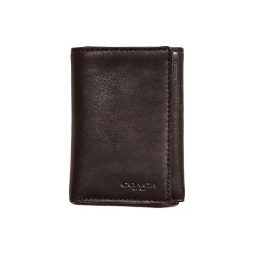 COACH Trifold Wallet Утонченный кожаный кошелек для мужчин черный
