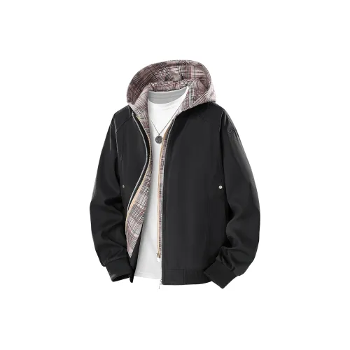 PGNC Ветрозащитный молния пальто подкладка клетка дизайн свободный крой повседневный топ мужской